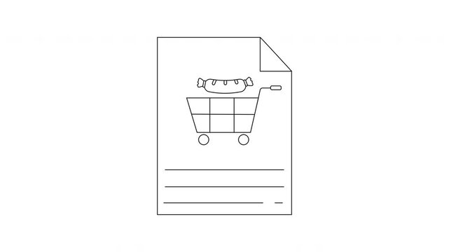 Shopping Cart with Hotdog on a Paper Sheet Animation.