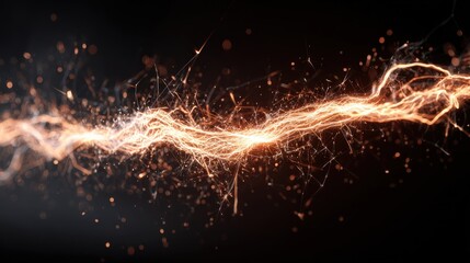 Dynamic electric arc sparkling light over dark background
