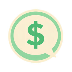 Obraz premium Green dollar sign in a circular speech bubble