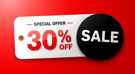 Eye-catching graphic banner promoting a special 30% off discount, perfect for retail sales, seasonal marketing campaigns, and exclusive offer announcements