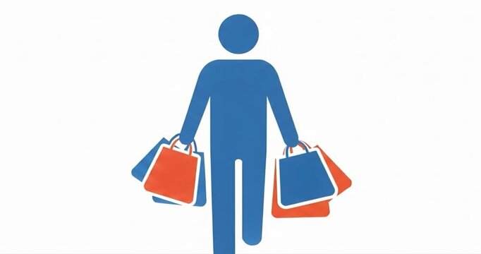 Stylized figure carrying shopping bags vector illustration