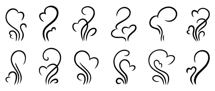 Hand drawn steam waves expressing hot air, smell and warm breath. Ideal for food, cooking scenes, cup icons and cafe branding.