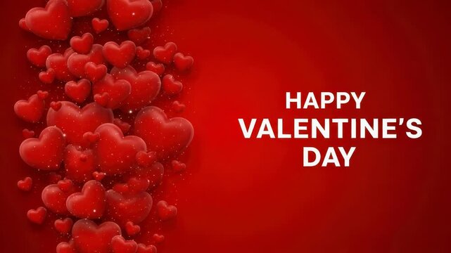 Happy valentines day with red hearts on red background