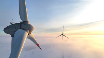 Lower Saxony, Germany - January 11, 2026: Wind turbine at sunset during winter time  © Hansekopter