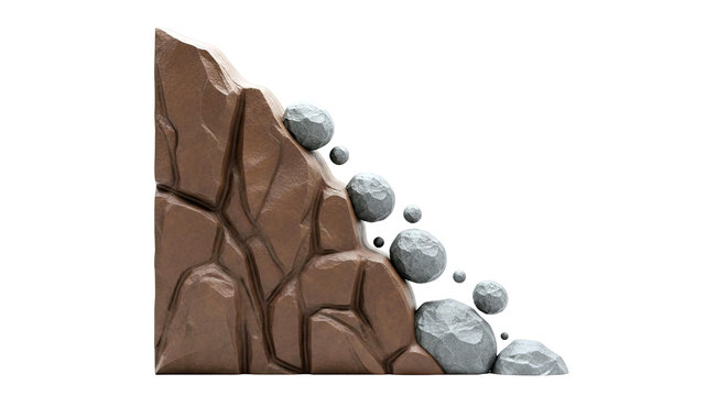 Rockslide with falling boulders