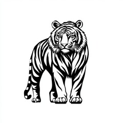 Obraz premium Stunning Monochromatic Tiger Illustration with Intricate Details for Artistic Projects and Designs