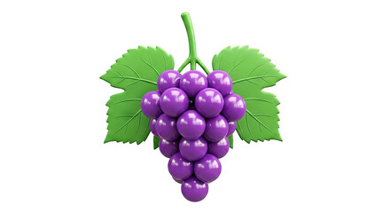 Obraz premium 3D Rendering of Purple Grapes with Green Leaves