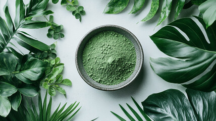 bowls of green powder.