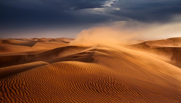 nature and landscape concept landscape background of dramatic sand storm in desert during daytime