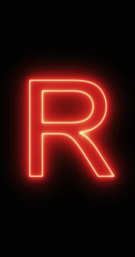South African Rand Symbol in a neon light. Loop. 4K Vertical