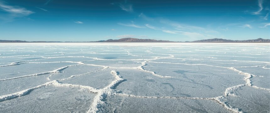 Expansive salt flat featuring a dense salt crust and a large share of global lithium deposits