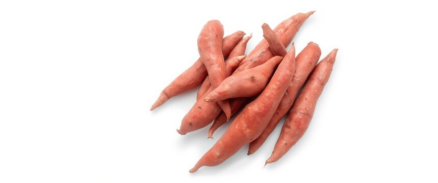 White background with sweet potatoes