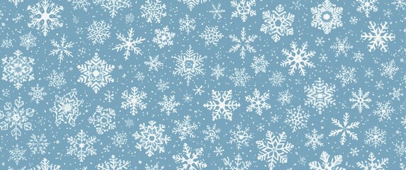 Pattern of snowflakes seamlessly on a blue background