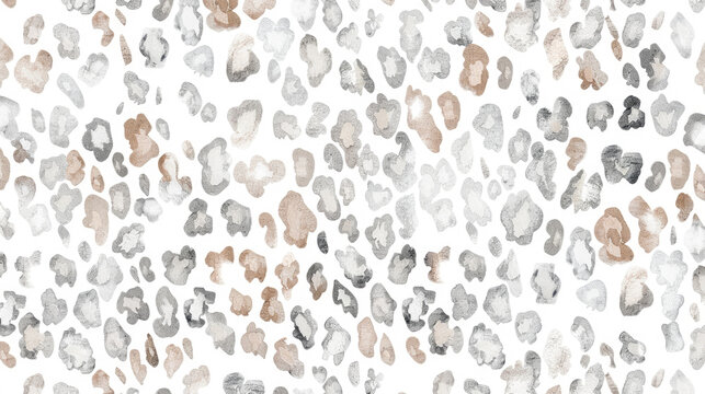 Elegant silver leopard fashion print pattern on white background. Animal skin banner