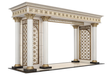 Fototapeta premium Luxury architectural entrance frame with columns, isolated on transparent background, PNG