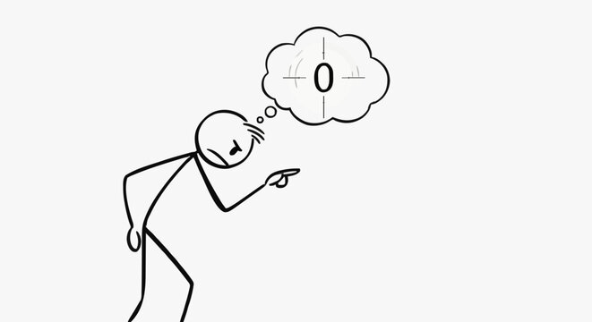 Stick figure thinking about zero.