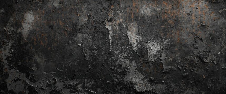 Industrial background featuring dirty surface, gray ashes, and black rusty steel with burnt metal grunge texture