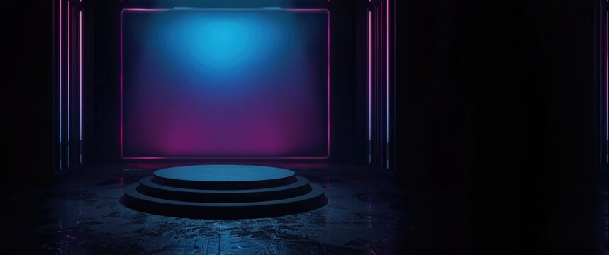 Empty sci fi pedestal with futuristic design for product presentation