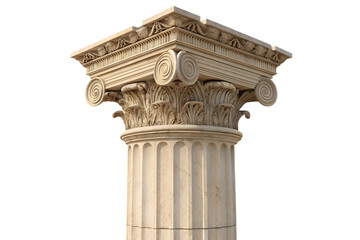 Fototapeta premium Classical stone pillar, refined architectural detail, isolated on transparent background, PNG
