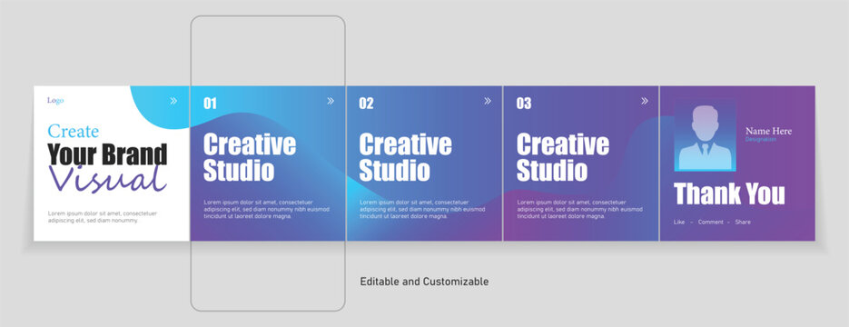 Modern carousel post or social media. Instagram carousel post template, Minimal and editable LinkedIn carousel template design