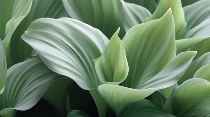Obraz premium Close-up View of Vibrant Green Leaves in Natural Light Showcasing Intricate Textures and Varied Shades of Green in a Lush Environment