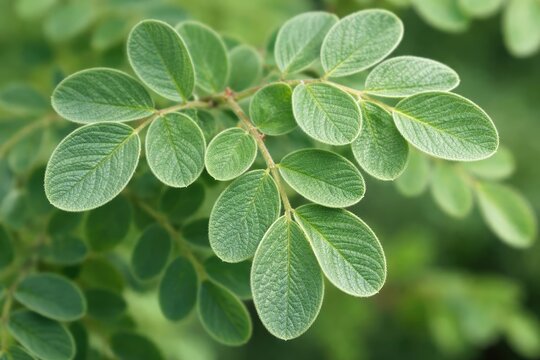 Colutea arborescens bladder senna leaves with detailed texture focus