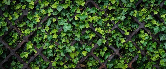 Steel grating featuring vibrant green ivy background