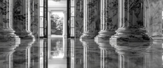 Naklejka premium Luxury estate featuring prominent columns at the entrance