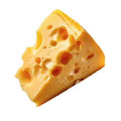 A Wedge Of Swiss Style Yellow Cheese With Characteristic Holes Isolated On A White Background