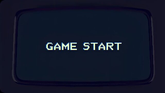 Retro video game screen displaying "Game Start" message. Evokes nostalgia for classic gaming experiences and the excitement of gameplay initiation