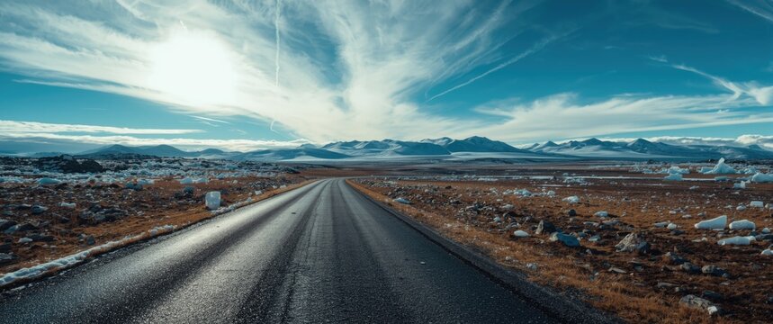 Kolyma road during spring season