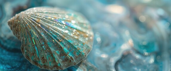 Obraz premium Detailed view of Haliotis shell - luxurious blue abalone pearl shell background