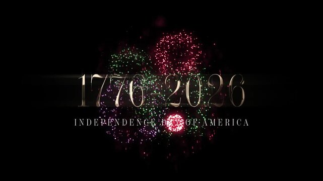 250 years Anniversary video design. 250th anniversary video to celebrate Independence Day of America on 4th July. 1776 - 2016 typographic design with firework