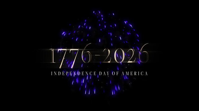 250 years Anniversary video design. 250th anniversary video to celebrate Independence Day of America on 4th July. 1776 - 2016 typographic design with firework
