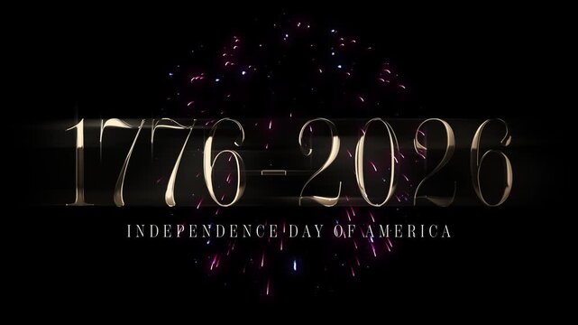 250 years Anniversary video design. 250th anniversary video to celebrate Independence Day of America on 4th July. 1776 - 2016 typographic design with firework