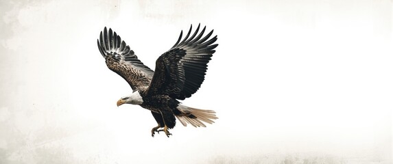 Obraz premium Haliaeetus leucocephalus, 22-Year-Old Bald Eagle in Front of a White Background