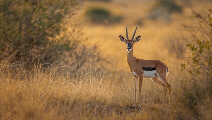 Obraz premium Wild steenbok observing human activity, illustrating the impact of human intrusion in natural habitats