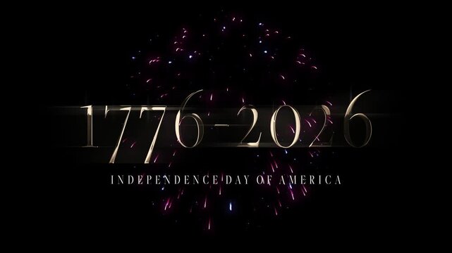 250 years Anniversary video design. 250th anniversary video to celebrate Independence Day of America on 4th July. 1776 - 2016 typographic design with firework