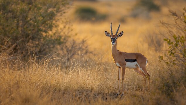 Wild steenbok observing human activity, illustrating the impact of human intrusion in natural habitats