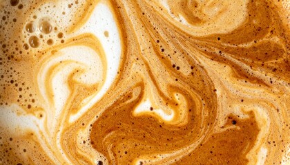 Fototapeta premium Dynamic Swirls of Brewed Coffee and Velvety Foam Create Abstract Art