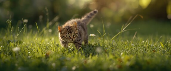 Charming feline enjoying nature