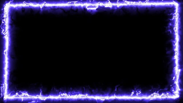Blue Neon Glowing Frame with Digital Light Waves