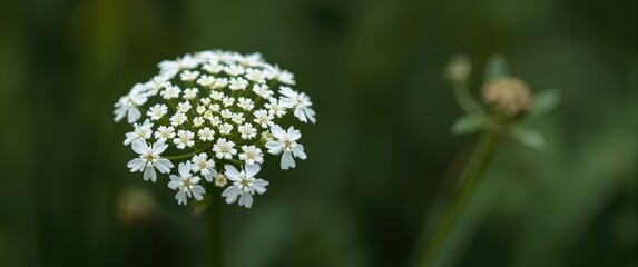 Obraz premium Closeup of achillea millefolium with white flowers, known as yarrow or common yarrow, in organic gardening. Medicinal plant