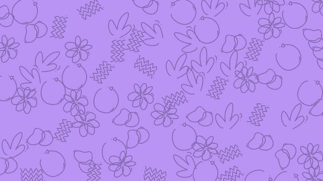 Doodle line art seamless floral botanical abstract purple pattern background organic suitable for creative designs, invitations, fabric, or digital projects.