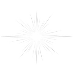 Fototapeta premium Intense white light burst, stylized lens flare aesthetic with sharp radial rays and ethereal particles, centered on a transparent background. concept of intense pure illumination