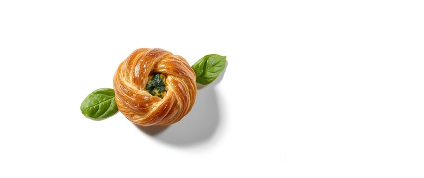 Isolated puff pastry bun against white background