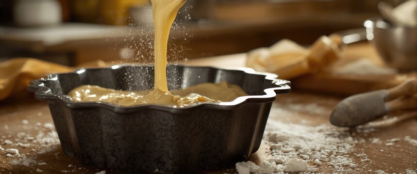 In the candy melting pot, vegetable shortening and flour combine to form an ideal greasing mixture for bundt cake pans