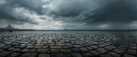 Naklejka premium Background featuring cobbled streets and sky