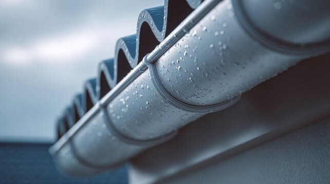 An aluminium guttering installed on a modern commercial building.