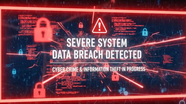 Digital Warning Sign System Data Breach Cyber Crime Information Theft